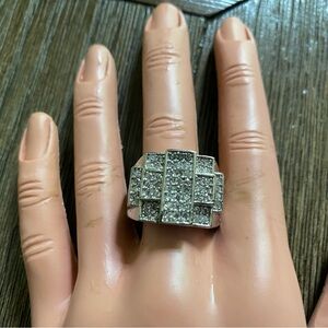 925 Sterling Silver - Vintage Cubic Zirconia Cocktail Ring Sz 11.5 - RG13834